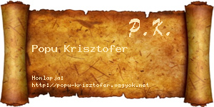 Popu Krisztofer névjegykártya